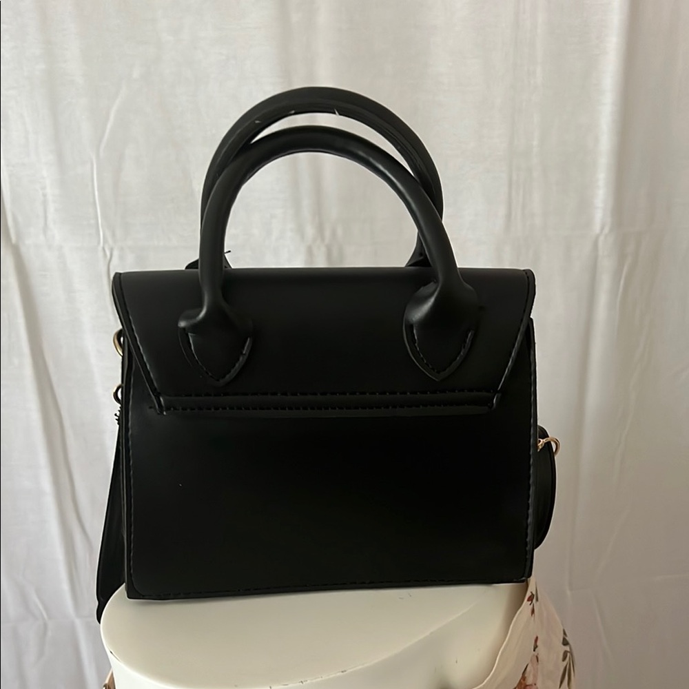 Black Statement Handbag With Bold Text - image 5
